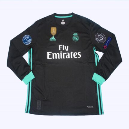 Real Madrid 2017/18 Away Black Long Sleeve UCL Jersey